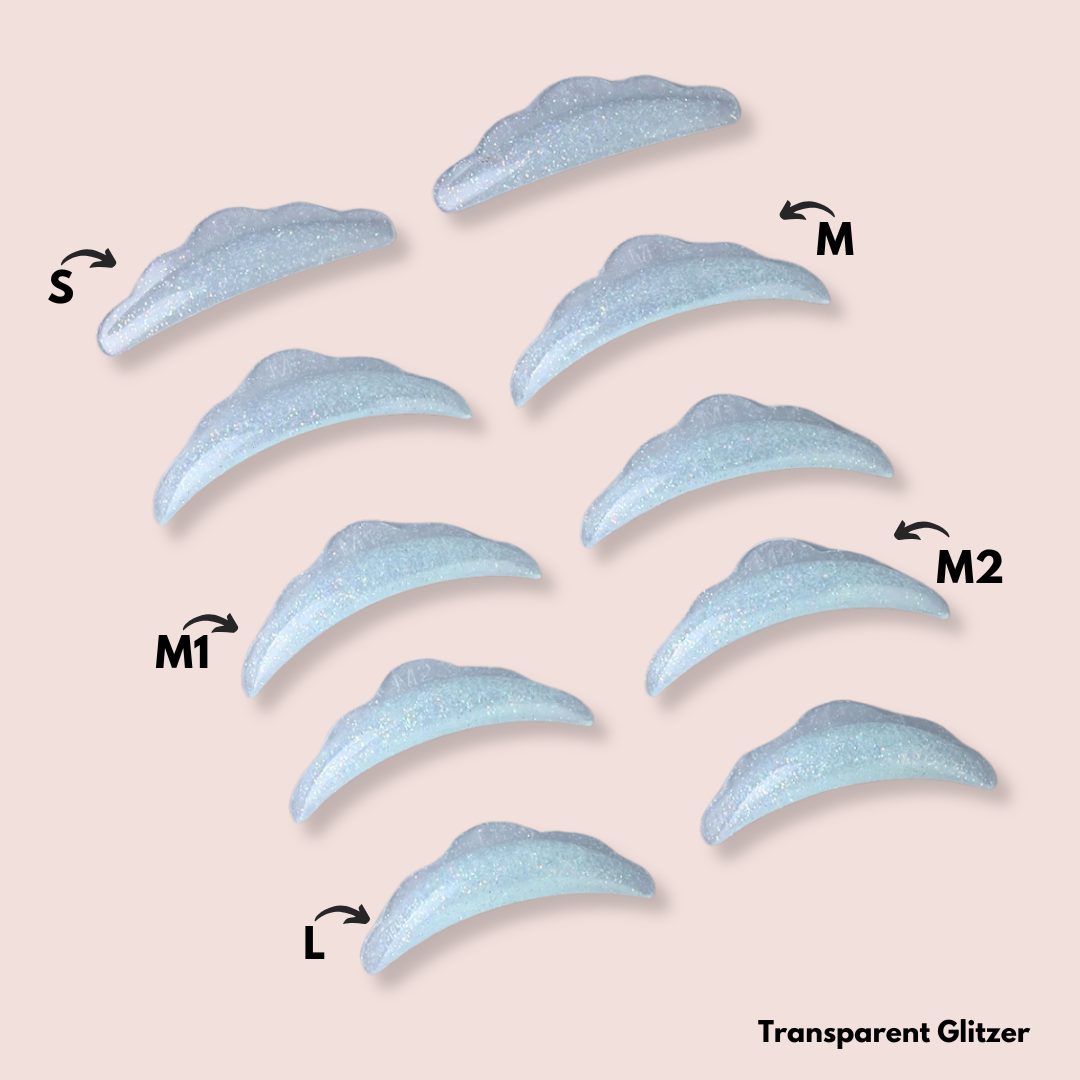 Wimpernlifting Pads mit Glitzer in unterschiedlichen Größen