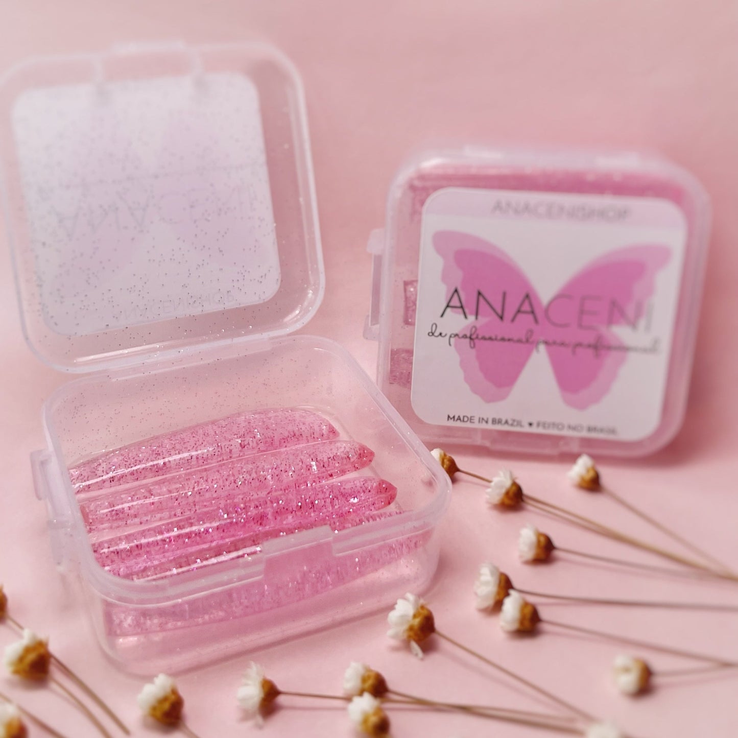 Silikon Pads by Ana Ceni Mix Box in Transparent Rosa Glitzer