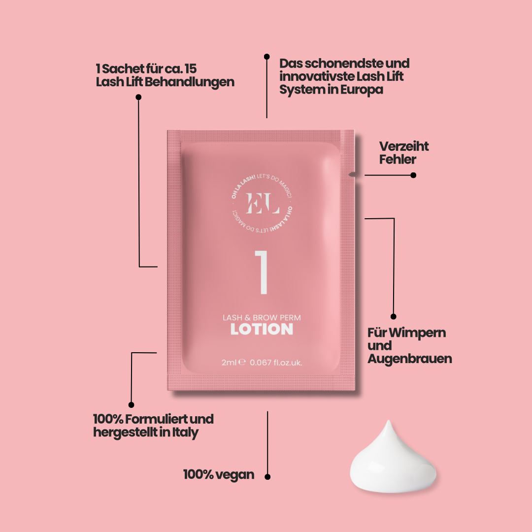 Sanfte Lotion 1 für Wimpern- und Augenbrauenlifting – schonende Lifting Lotion für professionelle Anwendungen