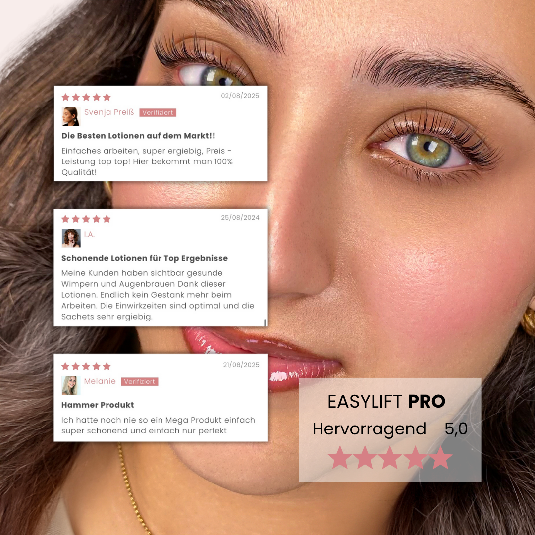 Kundinnen nach Lash Lift Behandlung mit EasyLift Pro Lotion – glückliche Ergebnisse
