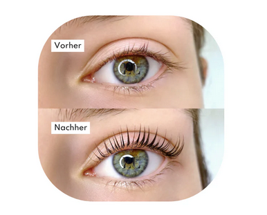 Wimpernlifting Behandlung vorher und nacher - Wow-Effekt durch Biegung der Wimpern 